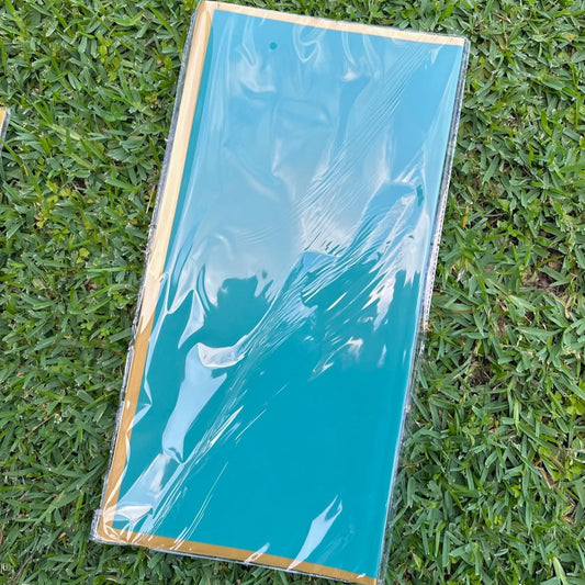 Aqua Blue w/th Gold Border Wrapping Paper